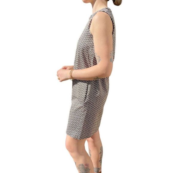 Vintage Womens MaxaMara Geometric Brown White Mid Mod Shift Mini Dress Sz S - Picture 5 of 8